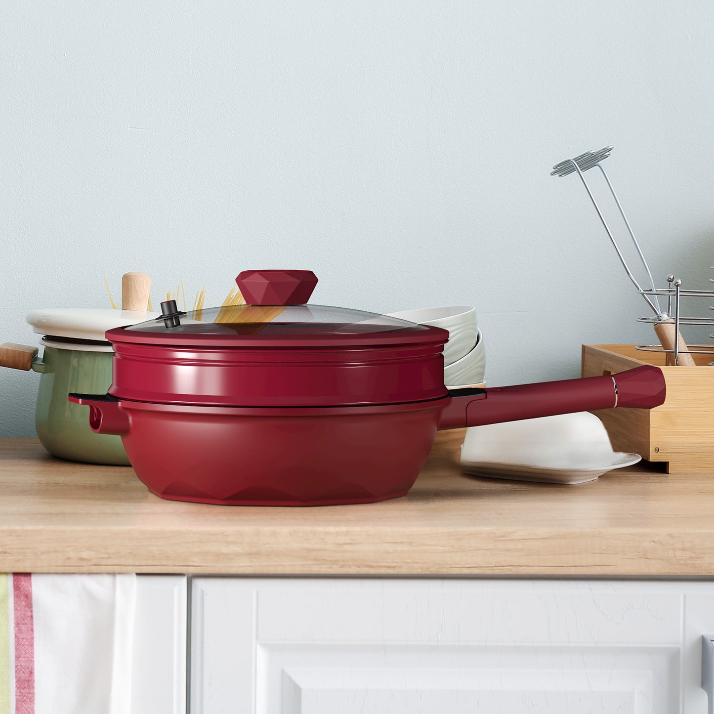 Large Nonstick Wok - 5 Quart Deep Pan with Lid and Steamer for Perfect Stir-Frying