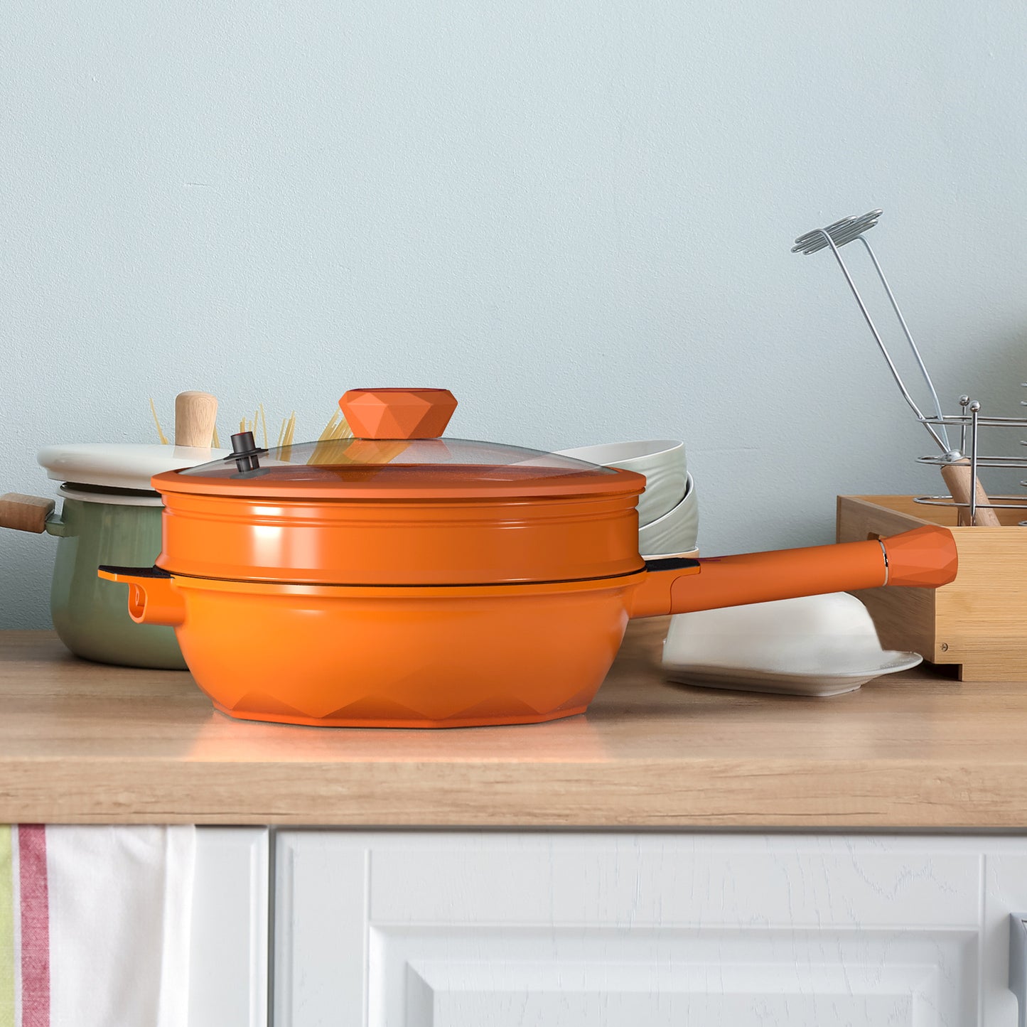 Large Nonstick Wok - 5 Quart Deep Pan with Lid and Steamer for Perfect Stir-Frying