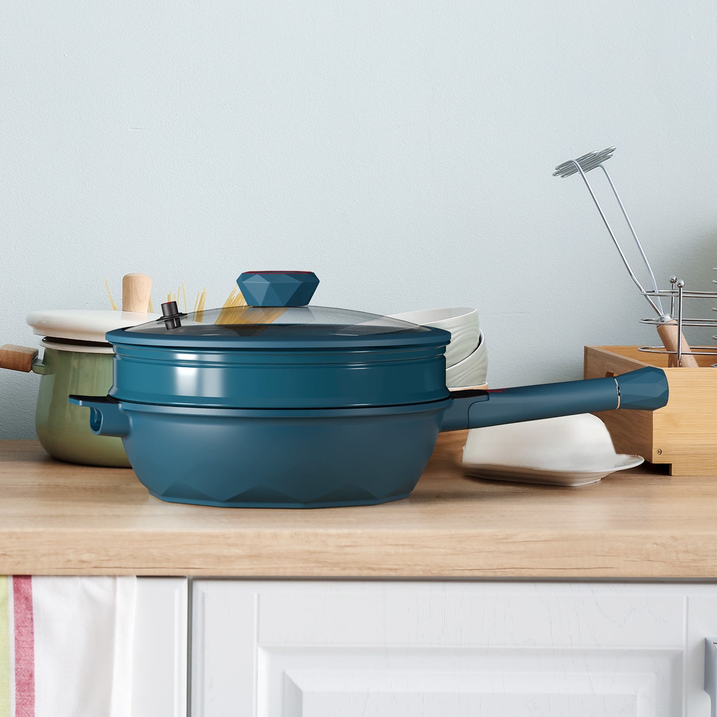 Large Nonstick Wok - 5 Quart Deep Pan with Lid and Steamer for Perfect Stir-Frying