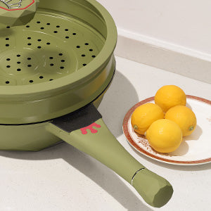 Large Nonstick Wok - 5 Quart Deep Pan with Lid and Steamer for Perfect Stir-Frying