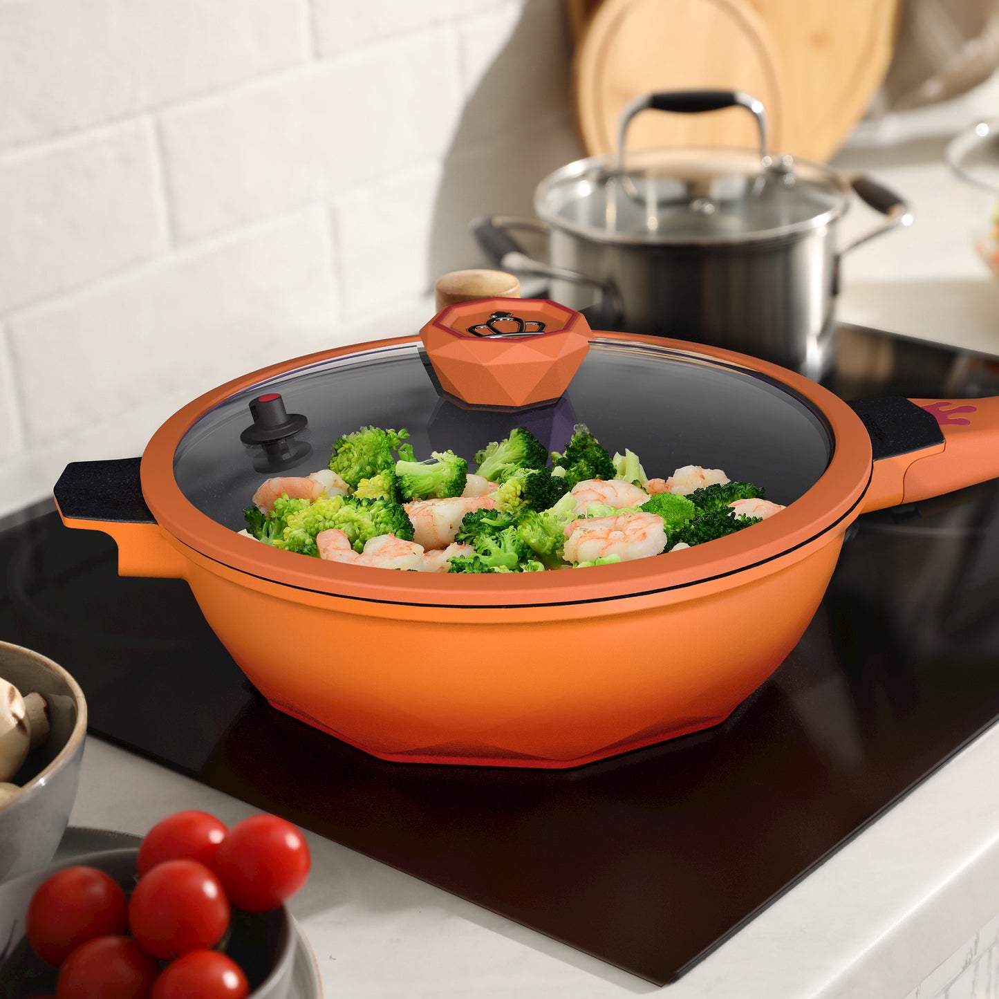 Large Nonstick Wok - 5 Quart Deep Pan with Lid and Steamer for Perfect Stir-Frying
