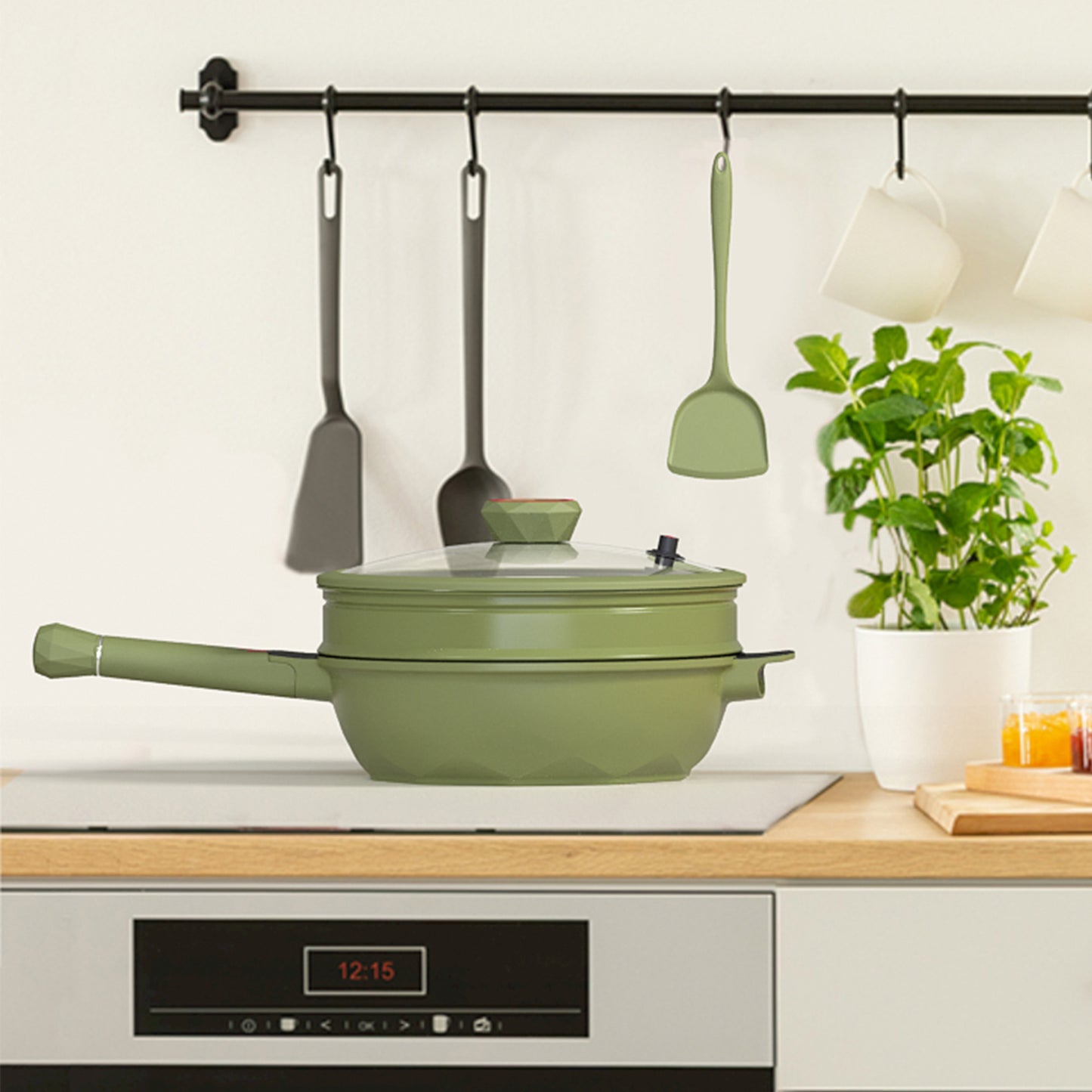 Large Nonstick Wok - 5 Quart Deep Pan with Lid and Steamer for Perfect Stir-Frying