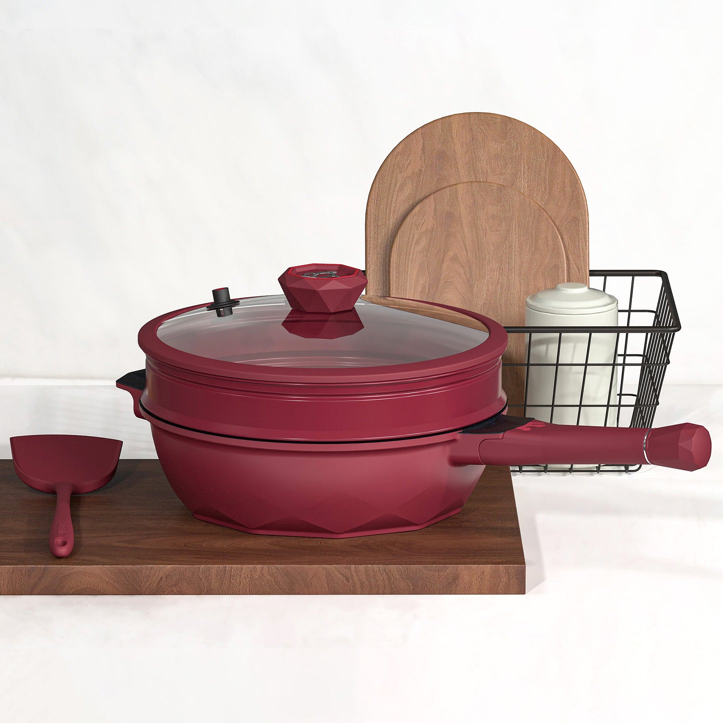 Large Nonstick Wok - 5 Quart Deep Pan with Lid and Steamer for Perfect Stir-Frying
