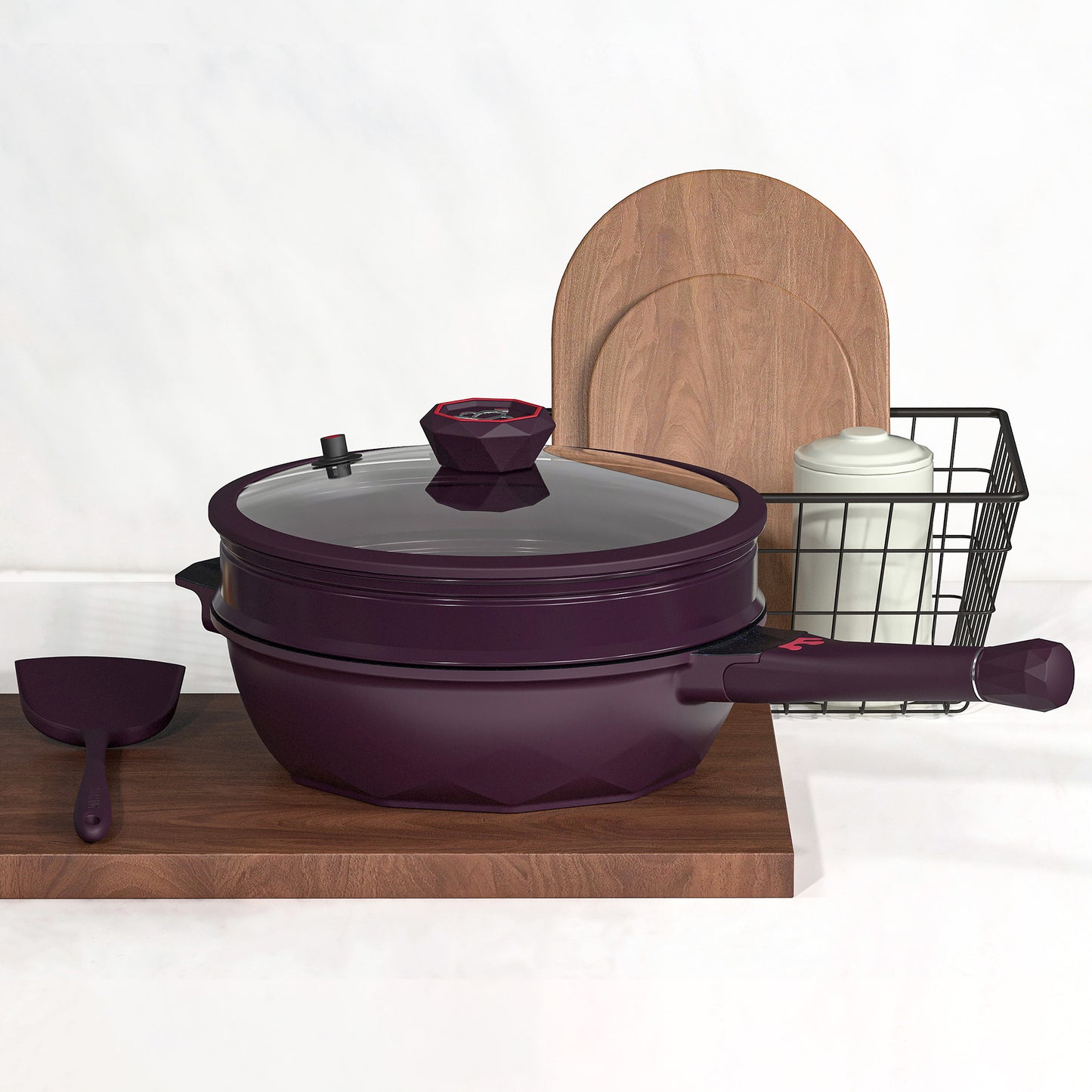 Large Nonstick Wok - 5 Quart Deep Pan with Lid and Steamer for Perfect Stir-Frying
