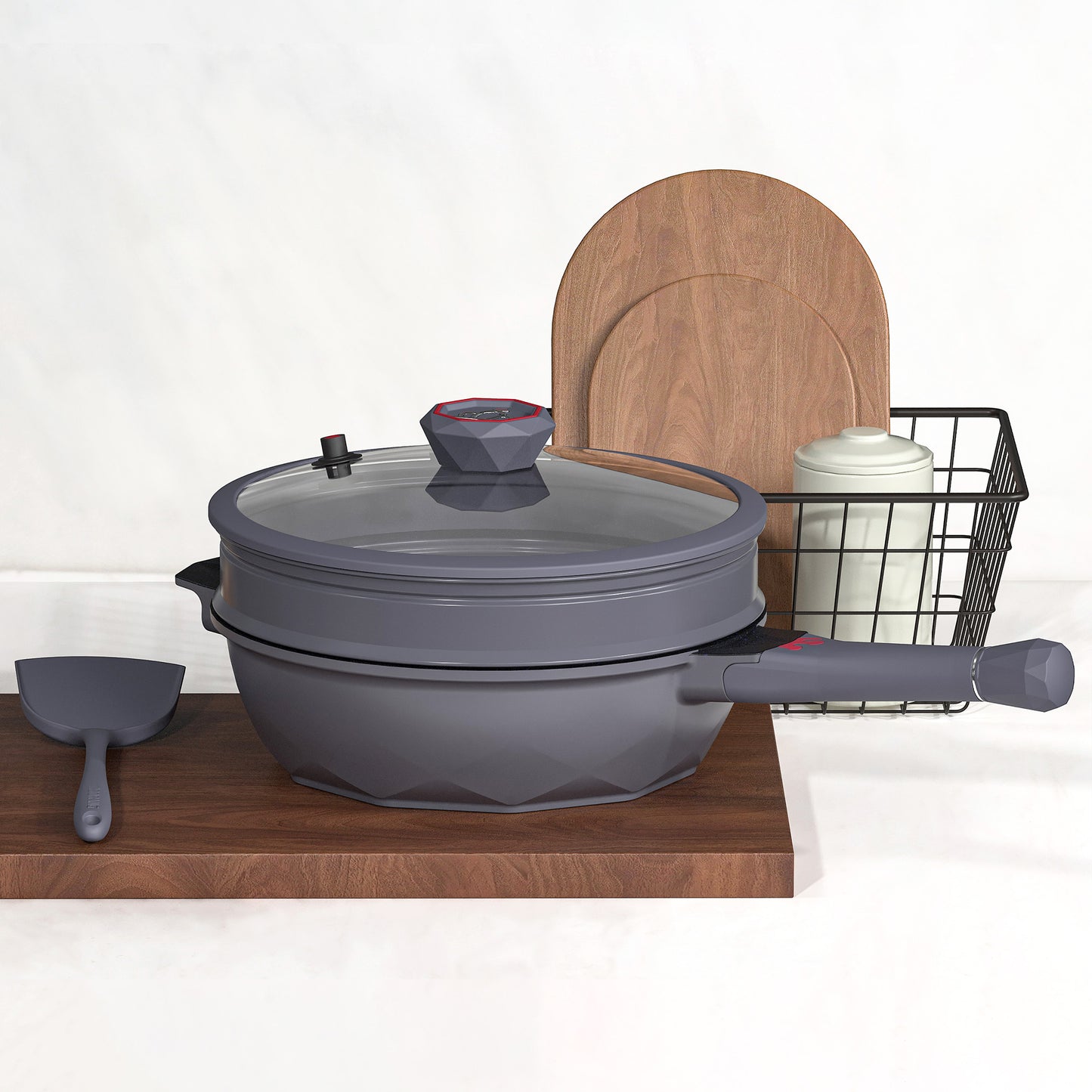 Large Nonstick Wok - 5 Quart Deep Pan with Lid and Steamer for Perfect Stir-Frying