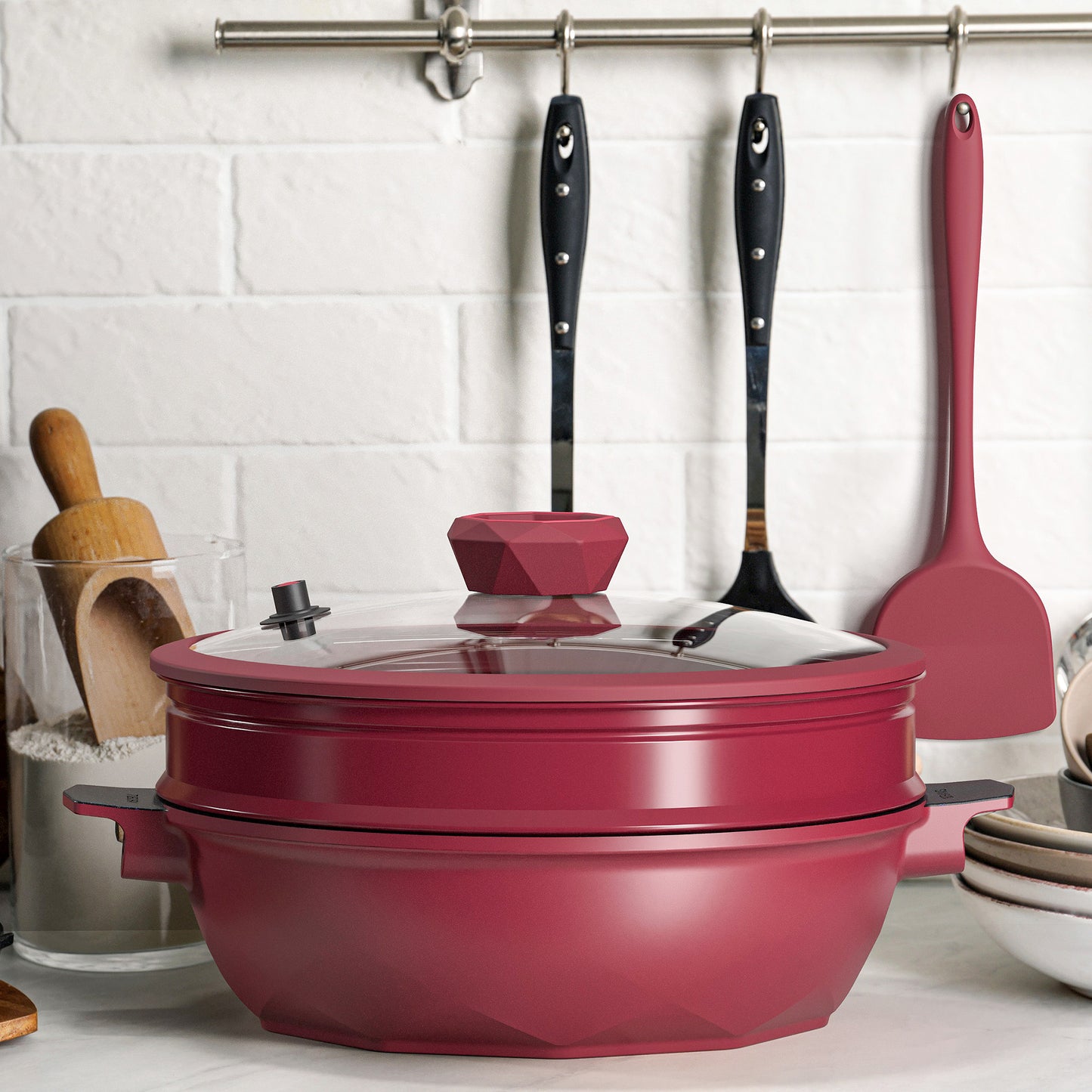 Large Nonstick Wok - 5 Quart Deep Pan with Lid and Steamer for Perfect Stir-Frying