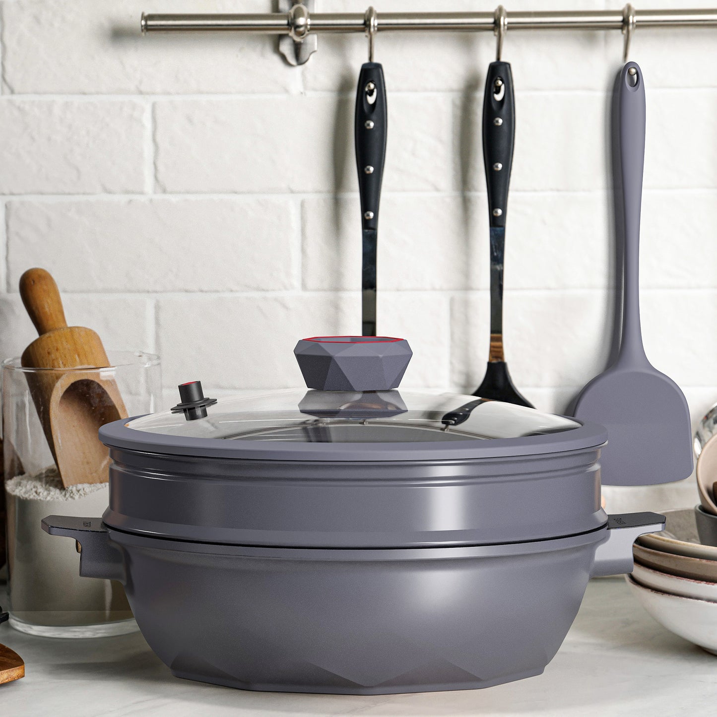Large Nonstick Wok - 5 Quart Deep Pan with Lid and Steamer for Perfect Stir-Frying