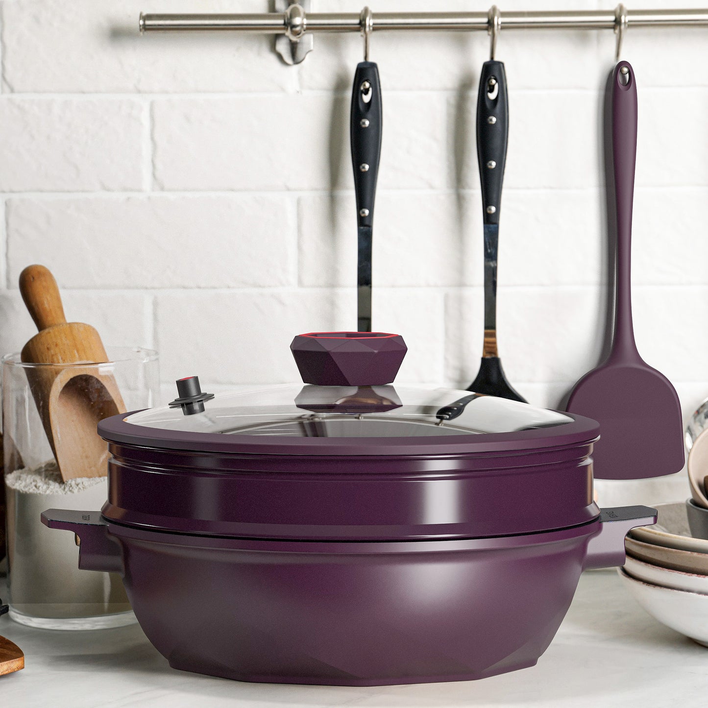 Large Nonstick Wok - 5 Quart Deep Pan with Lid and Steamer for Perfect Stir-Frying