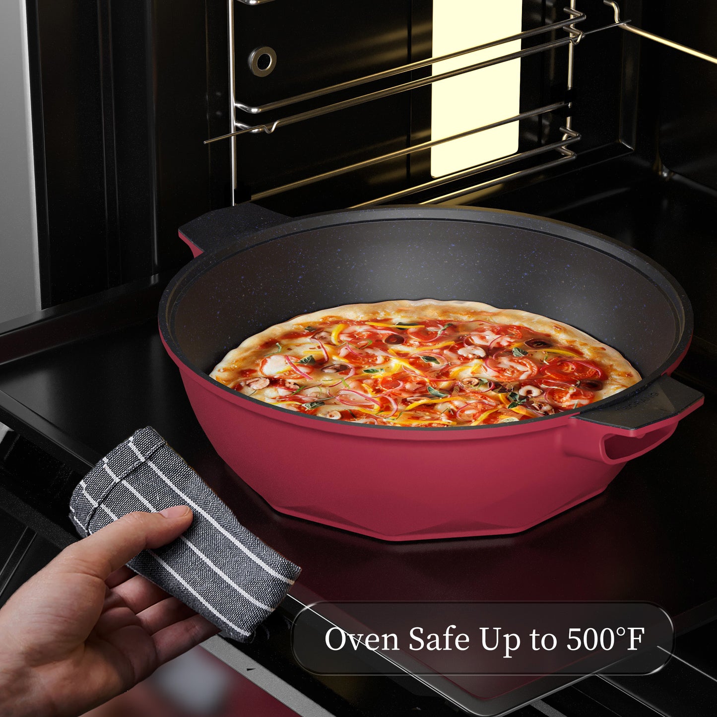 Large Nonstick Wok - 5 Quart Deep Pan with Lid and Steamer for Perfect Stir-Frying