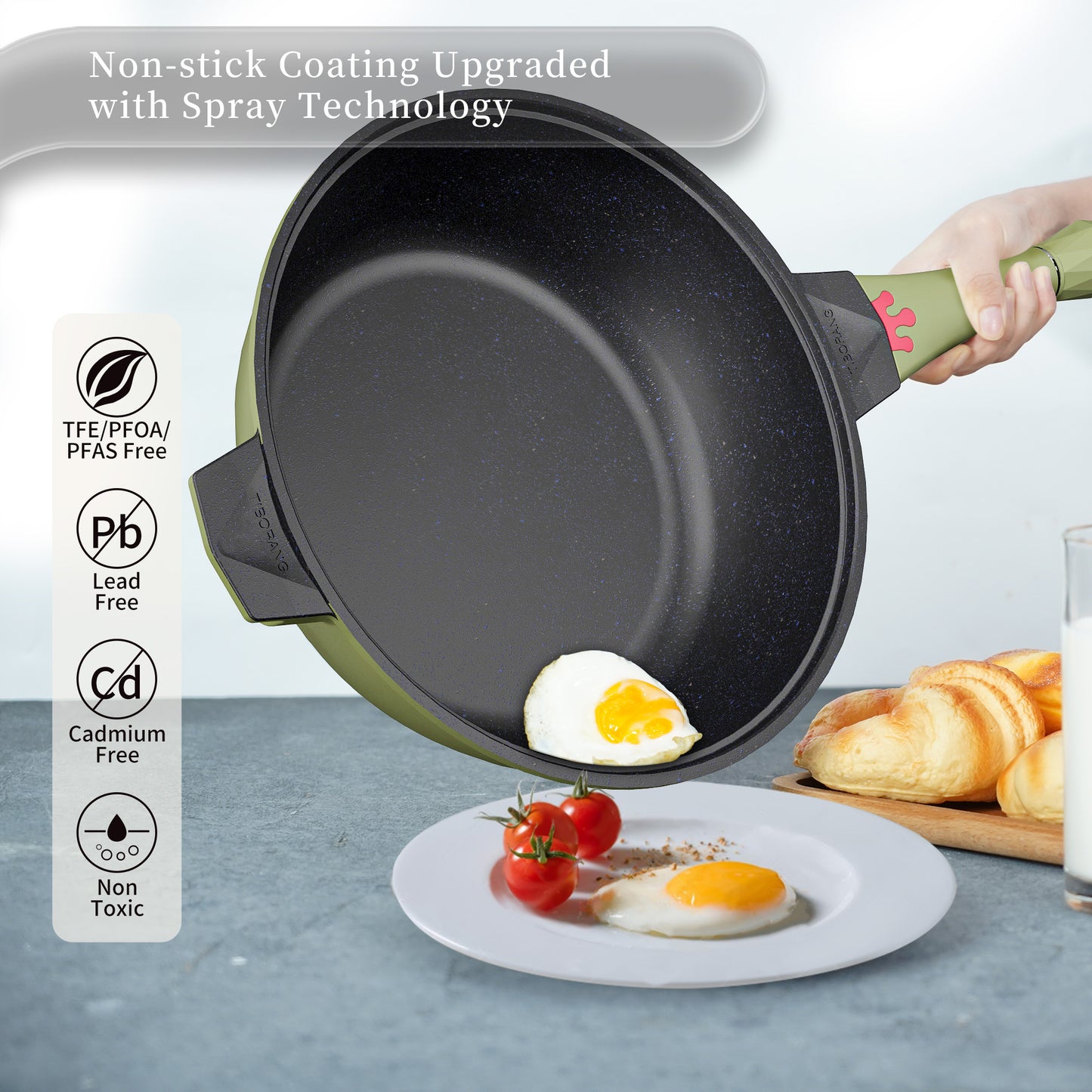 Large Nonstick Wok - 5 Quart Deep Pan with Lid and Steamer for Perfect Stir-Frying