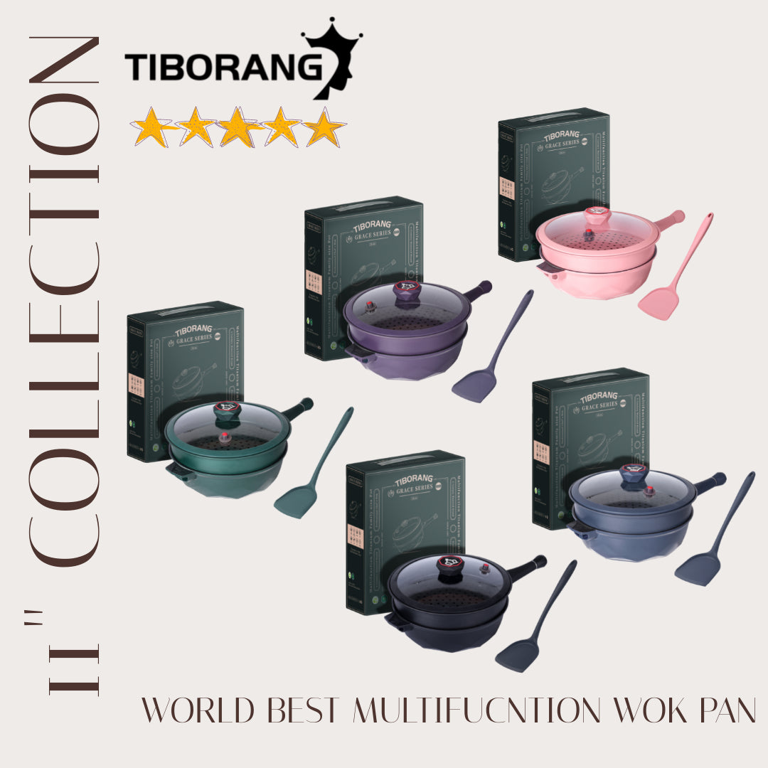 TIBORANG 11" Nonstick 8 in 1 Multipurpose Fry Pan with Lid