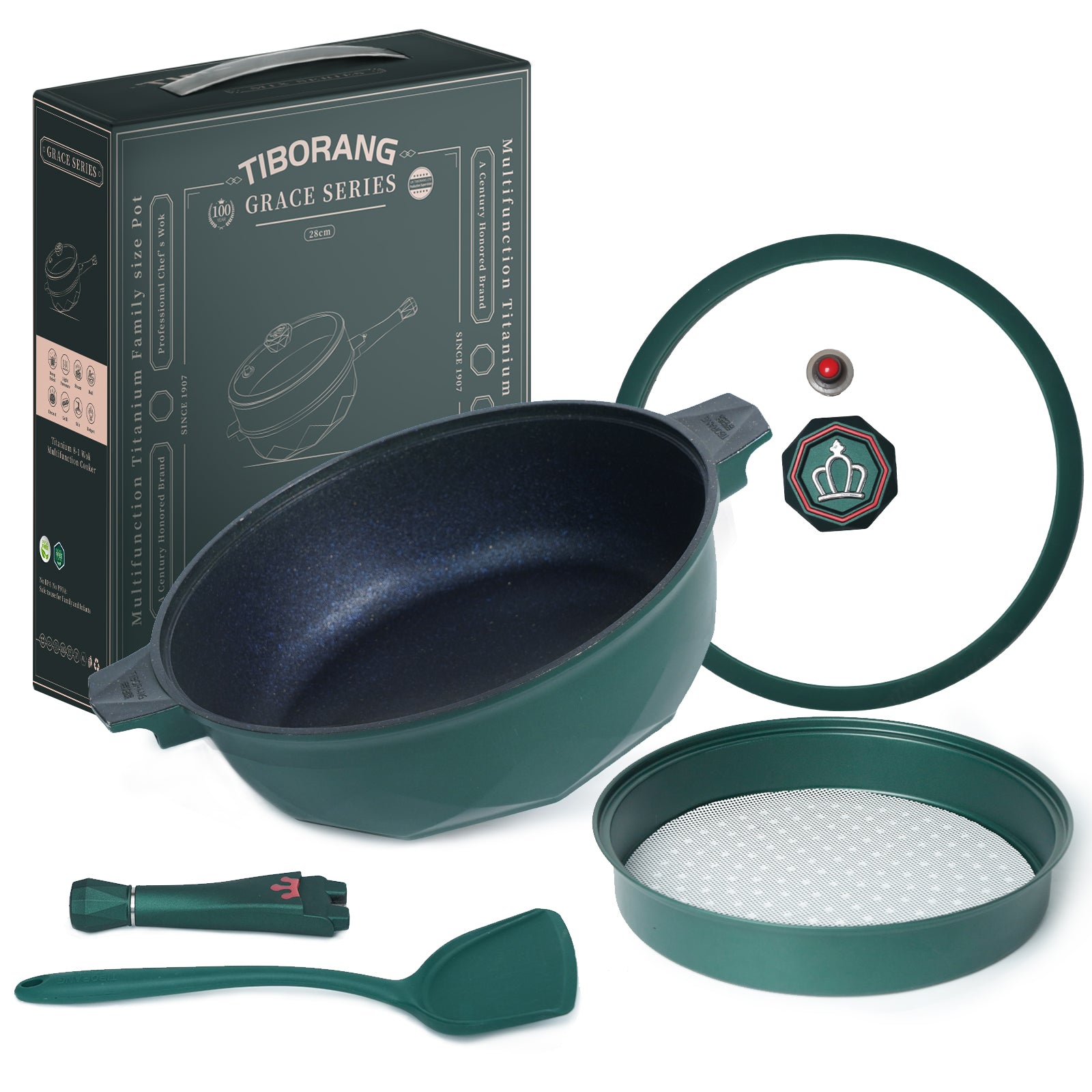 Tiborang 11 inches green nonstick 5 quarts 8 in 1 multifunctional pan –  Tiborangworld